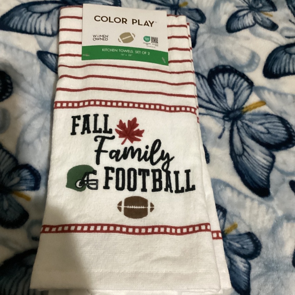 New Color Play Fall/ Family Foorball Kitchen Towels 2 pack